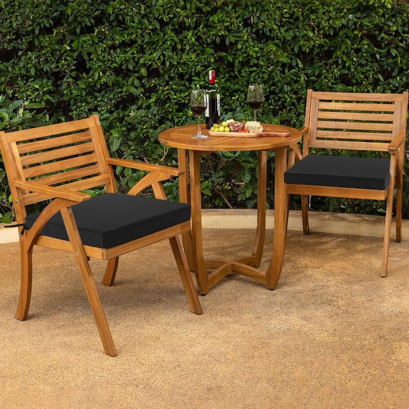 Summsun Outdoor Chair Cushions Set of 2: Waterproof & Color Fastness Seat Cushion for Patio Furniture - 22 x 22 x 3 Inch Chair Pads with Ties and Hidden Zipper - Patio Chair Cushion Replacement, Black - Image 2